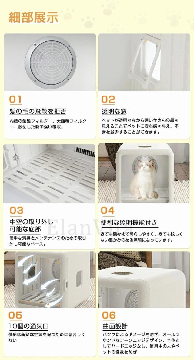 ドライルーム ペットドライヤー ボックス ペット ドライヤー ペット用ドライヤー ドライヤー 猫 ペット乾燥機 犬速乾 乾燥 自動ネロハウス 静音 温度調節 UV消毒_12