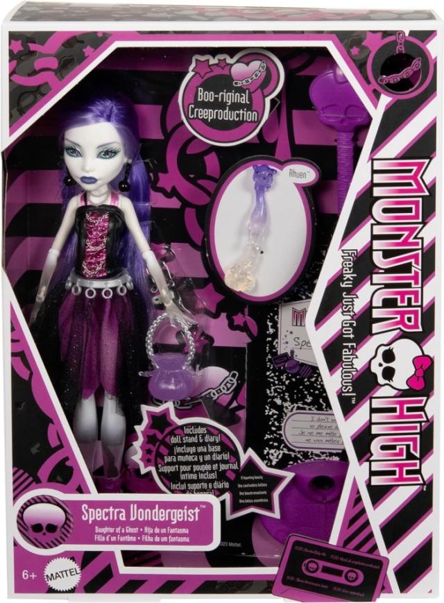 Monster High 即納 モンスターハイ 日本未発売 スペクトラ ヴォンダーガイスト Spectra Vondergeist Fashion Doll Mattel マテル製 ファッション コレクター 幽霊 おもちゃ 着せ替え 可動 復刻 複製版 モンスター ハイ booriginal creeproduction 紫 パープル USA正規品 HTT20_5