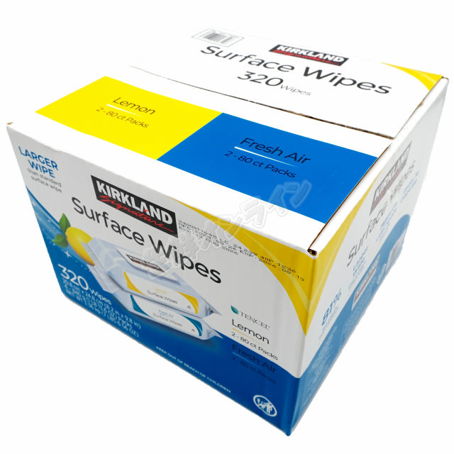 ≪320枚入×2箱セット≫【KIRKLAND】カークランド ハウスホールドワイプ サーフェスワイプ 大容量 (80枚×4) 住居用  ウェットクリーナーシート ウェットシート ウェットティッシュ クリーンワイプ フレッシュエアーの香り ・レモンの香り【コストコ】の通販はau PAY  ...