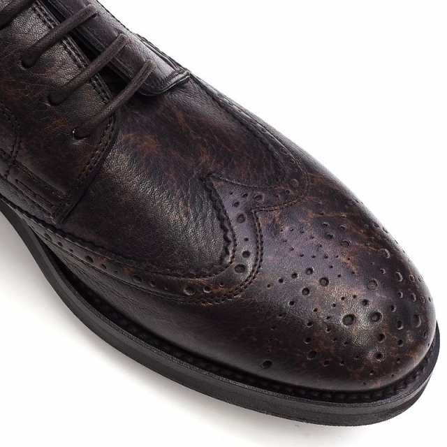 新品 Santoni ウィングチップ レザーシューズ 【サイズ：UK8】 ダーク ...