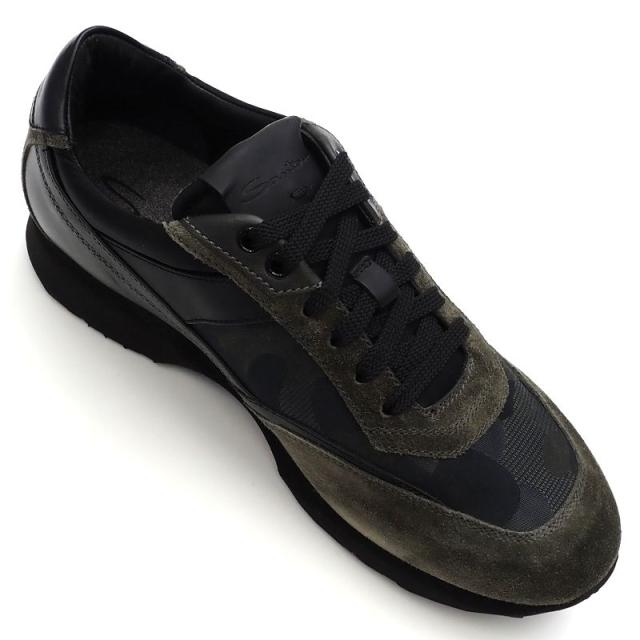 新品 Santoni スニーカー 【サイズ：UK7.5】 オリーブ/ブラック 