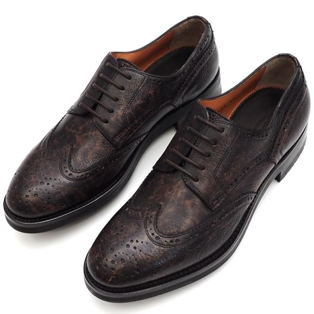 靴 Santoni Santoni - Salem Black Leather Cap-Toe Oxford | Mitchell Stores
