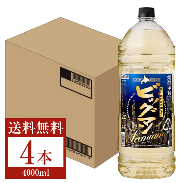 合同酒精 ビッグマン プレミアム 20度 ペットボトル 4000ml （4L） 4本 1ケース 送料無料