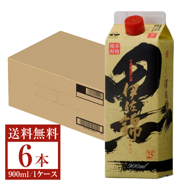大口酒造 本格焼酎 黒伊佐錦 芋 黒麹仕込 25度 紙パック 900ml 6本 1ケース 芋焼酎 鹿児島 送料無料