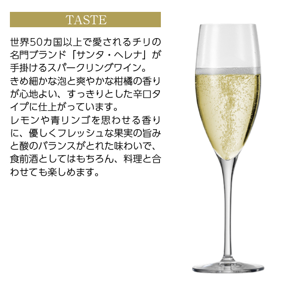 送料無料 スパークリングワイン チリ サンタ ヘレナ アルパカ スパークリング ブリュット 750ml 12本 1ケース 包装不可 他商品と同梱不可_2