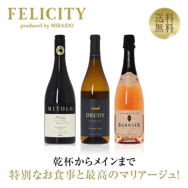 【20】ワインセット フランス 特別な日のフルコースワイン（泡・白・赤）3本セット 第22弾 750ml×3 送料無料 包装不可 飲み比べ ワイン