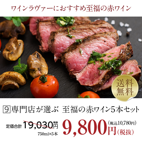 【9】赤ワインセット 至福の赤ワイン 赤ワイン 5本セット 第21弾 750ml×5 送料無料 包装不可 飲み比べ ワインセット_1