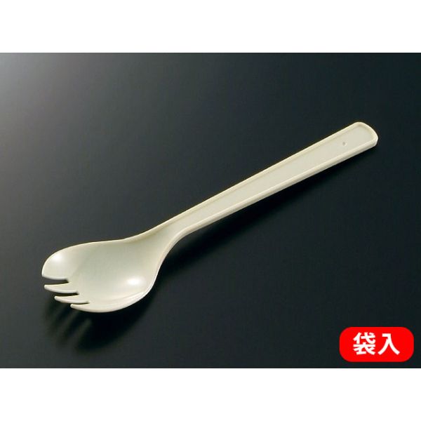 使い捨てフォーク付きスプーン ﾃｲｸｱｳﾄ用ﾌｫｰｸ付ｽﾌﾟｰﾝ 140mm 白 袋入 持ち帰り用 00315382【3000枚/ケース】 27,151円