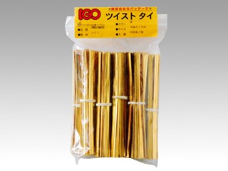 ビニールタイ ツイストタイ ペットタイ 4mm×80mm 金 1000本 軽包装 農業用 工業用 00369857【50点入】