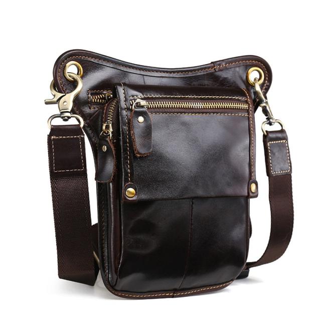 レッグバッグ メンズ ウェストポーチ 本革 多機能 バイク用 腿用 ヒップバッグ 肩掛けバッグ 3way アウトドア 防水 耐磨耗 (ブラウン01)の通販は 5,794円