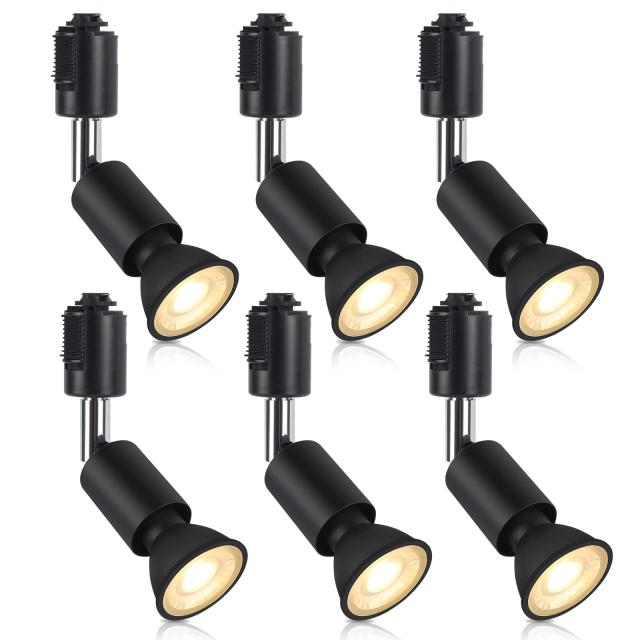 ダクトレール用スポットライト E11 LED電球付き 50W ライティングバー用器具セット ライティングレール 天井照明 6個セット (電球色, ブラック)の通販は