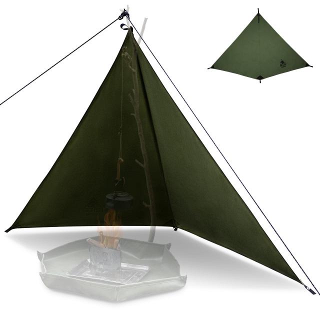 三角焚き火陣幕 目隠し ポリコットン製 幅調整可能 防風 難燃 撥水加工 軽量 アレンジ自由 収納袋付きの通販は 5,899円