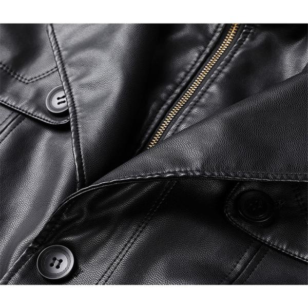 トレンチコート レザージャケット 革ジャン バイクジャケット メンズ ロング丈 柔らかい ビジネス 紳士服 冬物 大きいサイズ 秋冬 防寒_6