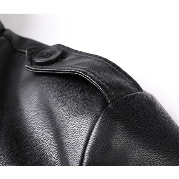 トレンチコート レザージャケット 革ジャン バイクジャケット メンズ ロング丈 柔らかい ビジネス 紳士服 冬物 大きいサイズ 秋冬 防寒_7