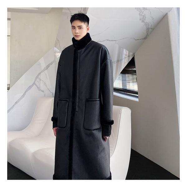 トレンチコート メンズ レザーコート  通勤コート ビジネス ロングコート67 トレンチコート レザージャケット 革ジャン ハイネック メンズ ロング