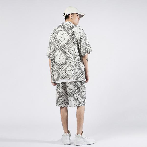 ペイズリー柄 セットアップ メンズ 夏物 上下セット ペーズリー