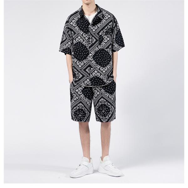 ペイズリー柄 セットアップ メンズ 夏物 上下セット ペーズリー