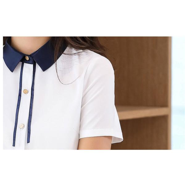 ワイシャツ 半袖 レディース ブラウス シャツ リボン 半袖シャツ ビジネス 事務服 オフィス おしゃれ 通勤 通学 就活 細身 体型カバー ホワイト ワイシャツ 半袖 レディース ブラウス シャツ リボン 半袖シャツ