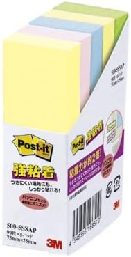 【まとめ買い5個セット】3M ポスト・イット 強粘着ふせん パステルカラー 500-5SSAP