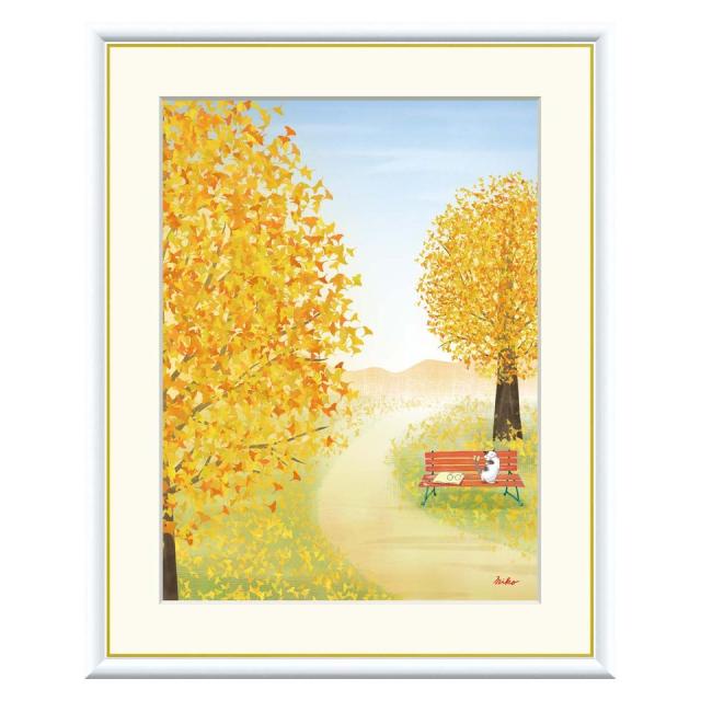 大きな木の風景 イチョウの木 鈴木みこと インテリアアート額絵 F4サイズ 額装込 J3-G003 高精細巧芸画の通販は 5,236円