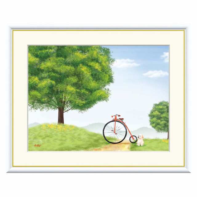 大きな木の風景 けやきの木 鈴木みこと インテリアアート額絵 F6サイズ 額装込 J3-G007 高精細巧芸画の通販は