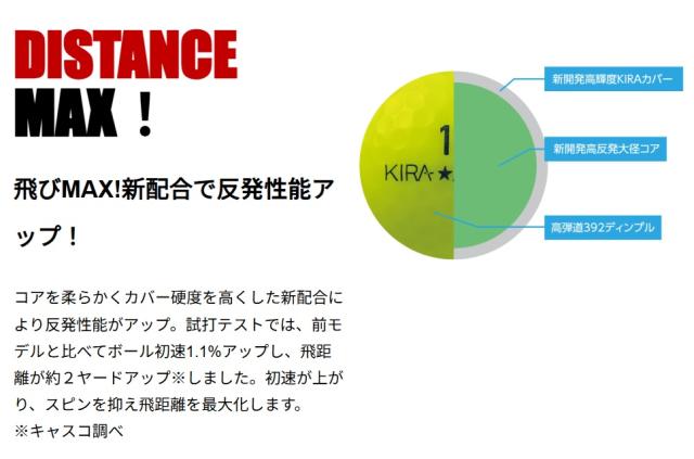 【3ダースセット】Kasco(キャスコ) KIRA★MAX ゴルフボール 2ピース 飛距離重視 日本製 Kasco(キャスコ)