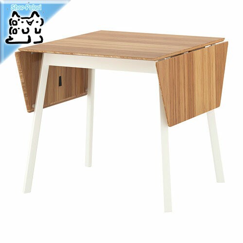 【IKEA -イケア-】IKEA PS 2012 ドロップリーフテーブル 竹 ホワイト 74/106/138x80 cm 折り畳み机 (002.068.07)