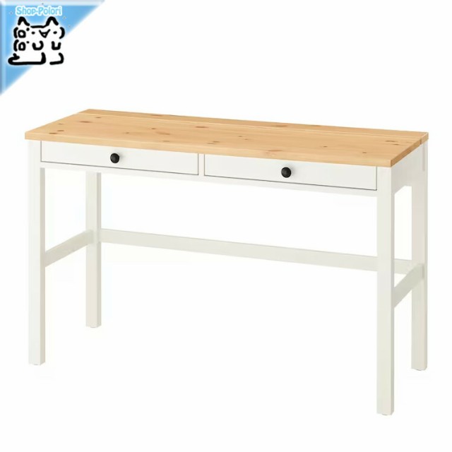 【IKEA -イケア-】HEMNES -ヘムネス- デスク 引き出し2個付き ホワイトステイン/ライトブラウン 120x47 cm (005.349.55)