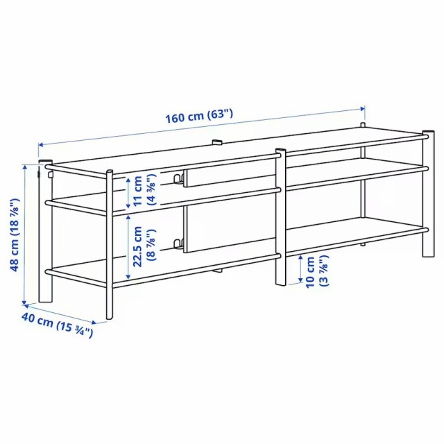 【IKEA -イケア-】JATTESTA -イェッテスタ- テレビ台 ホワイト/ライトバンブー 160x40x49 cm (305.388.53)