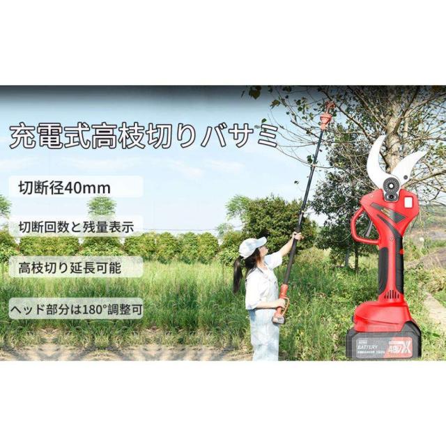 電動剪定バサミ 造園会社監修 PSE認証取得済 18V切断径40mm コードレス 