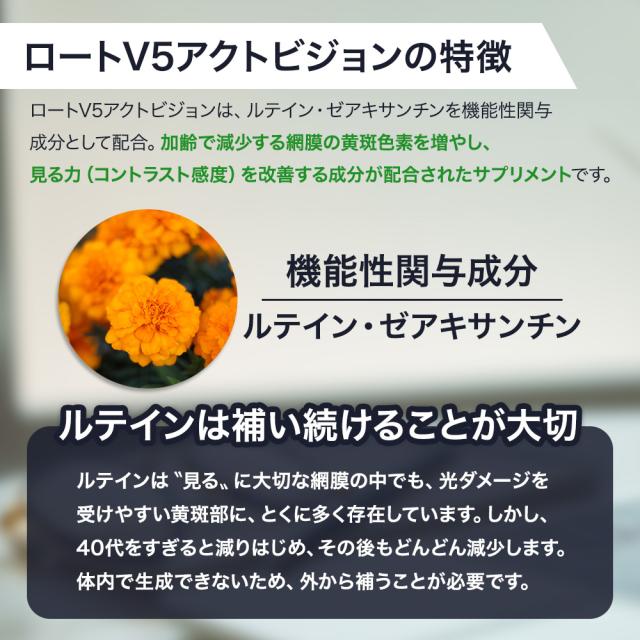 【三太郎の日 お買い物ラリー 限定クーポン 全品ポイント2% 5/3】ロートV5粒 アクトビジョン 62粒 約2か月分 2袋 ロート製薬 目のサプリメント 機能性表示食品_1
