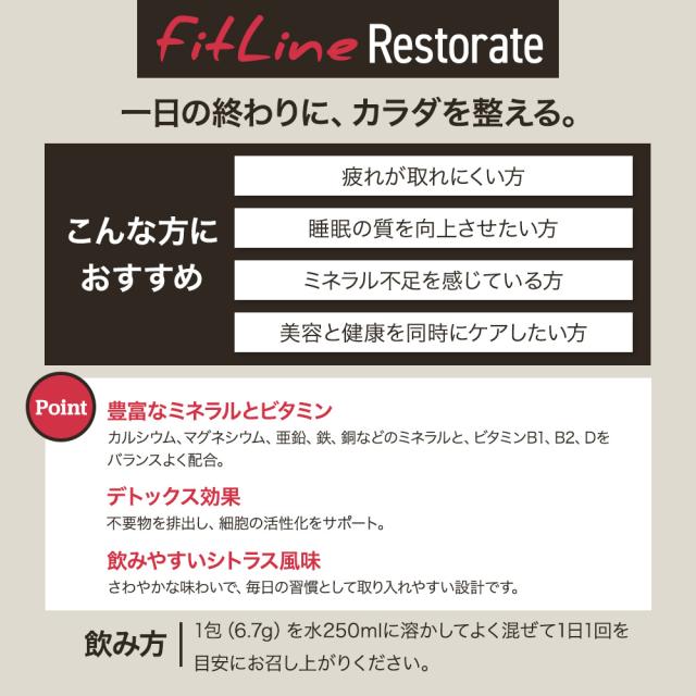 【ポイント超超祭限定クーポン 全品ポイント2% 5/13 9:59まで】フィットライン オプティマル ベーシックス レストレイト アクティヴァイズ FitLine サプリメント_3