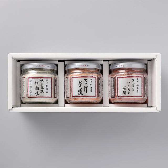 クール便発送 加島屋 中瓶詰合せ 3個入り 1箱 さけ茶漬 帆立照焼醍醐味 さけといくらの糀漬 新潟 ご飯のお供 おつまみ 人気 母の日 父の日 帰省 お土産 テレビ