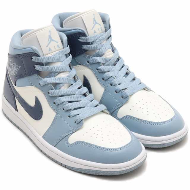 ナイキ エア ジョーダン 1 ミッド NIKE W AIR JORDAN 1 MID セイル/ブルーグレー/ホワイト/ディフューズブルー BQ6472-140