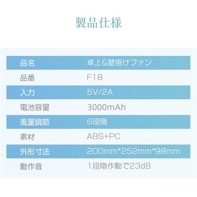 扇風機 多機能 デスクランプ ファン 卓上 壁掛け 2WAY仕様 5枚羽根 6段階風量調節 小型 シールフック付き 折りたたみ式 LEDライト 3段階明るさ調節 残電量表示_13