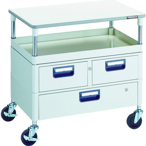 トラスコ中山 TRUSCO フェニックスワゴン 省音 750X500 H740 引出付 天板付 W色 PEW-771VWT-W [A020501]の通販は 45,547円