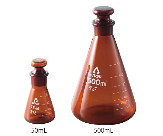 アズワン AS ONE 共栓三角フラスコ（茶褐色）　500mL 3-9677-05 [A100903]の通販は