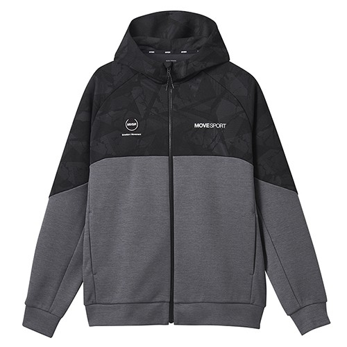 デサント DESCENTE S.F.TECH SHIELD 総柄フルジップフーディー 長袖 メンズ ST4FSW44M-BKGY