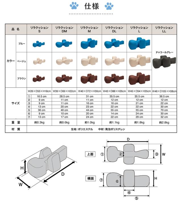 リラクッション ペット DL ブラウン OneAid 犬用 介護 介護用品 ベッド 姿勢安定 中大型短足犬用