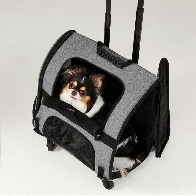 エアバギー フィット エアバギー犬 アースグレー 送料無料 AirBuggy for PET ペットキャリー ペットカート キャスター付き 小型犬 中型犬 猫 フラット 高さ切り替え_16