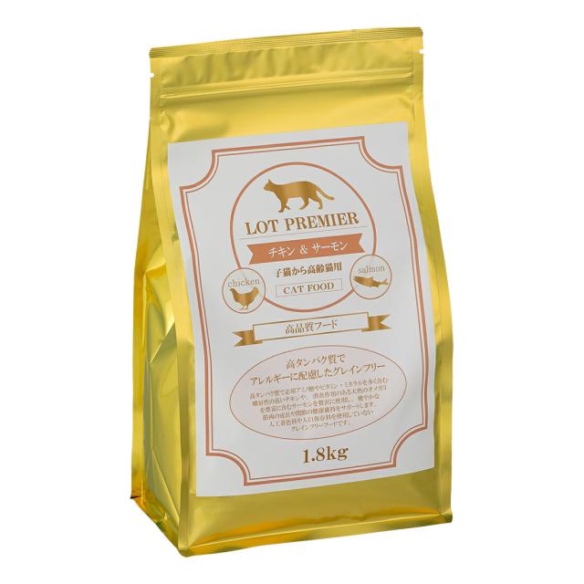 ロットプレミア キャットフード チキン＆サーモン 子猫〜高齢猫 1.8kg【送料無料】 6,517円