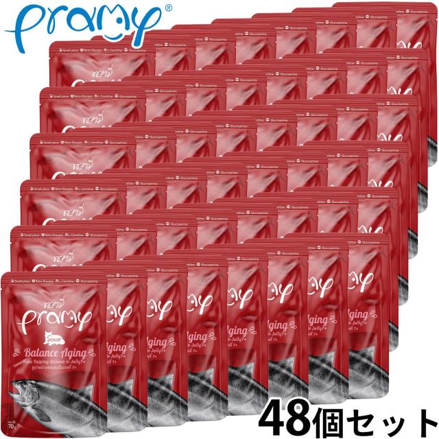 プラミー Pramy キャットフード ウェットフード ツナ・サーモンゼリー バランスエイジング シニア 70g×48個セット