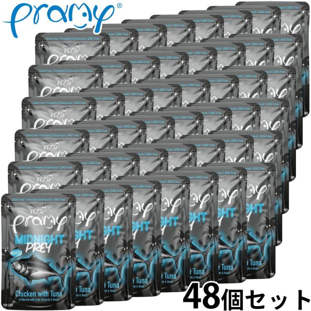 プラミー Pramy キャットフード ウェットフード ミッドナイト チキン ツナムース アダルト 80g×48個セット
