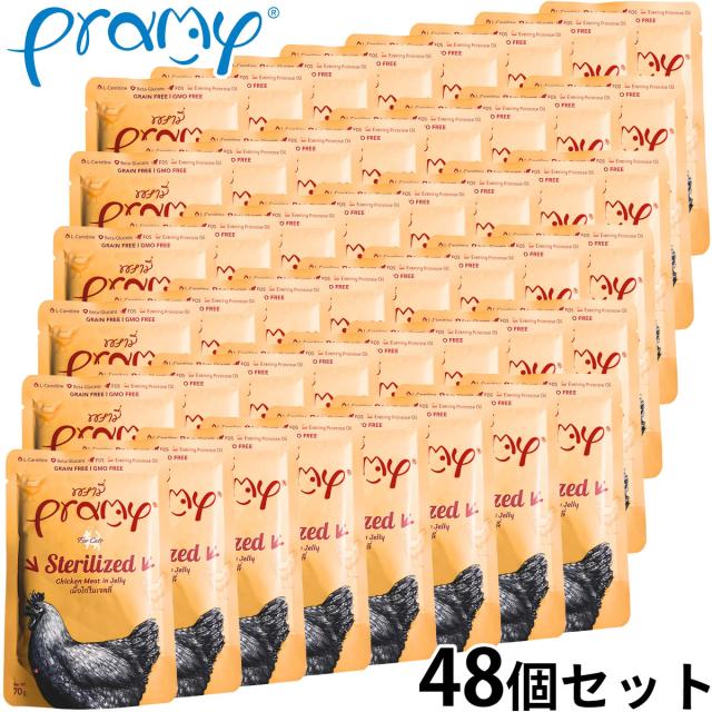 プラミー Pramy キャットフード ウェットフード チキン ゼリー ステアライズド 70g×48個セット