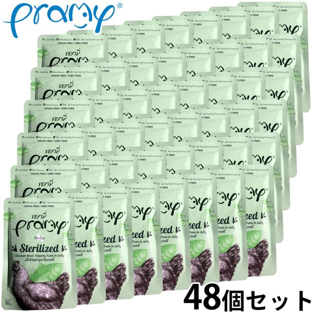 プラミー Pramy キャットフード ウェットフード チキン ツナ ゼリー ステアライズド 70g×48個セット
