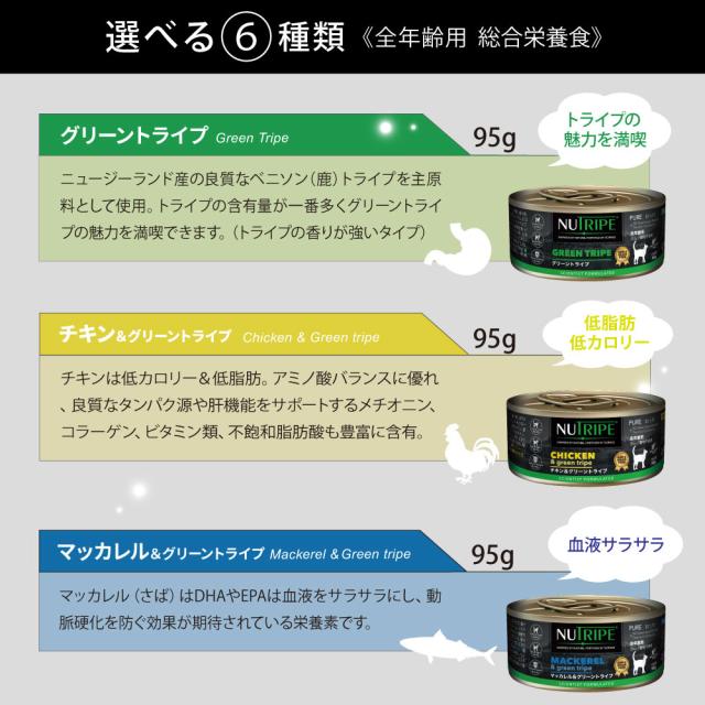 ニュートライプ 猫缶 CAT PURE グリーントライプ 95g×24缶_13