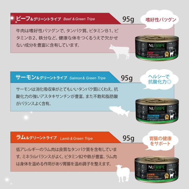 ニュートライプ 猫缶 CAT PURE ビーフ＆グリーントライプ 95g×24缶_14