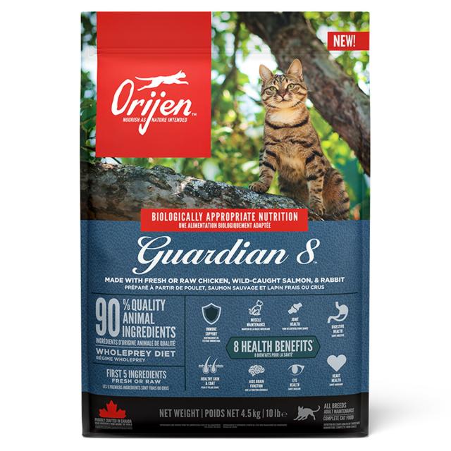 開びゃく Orijen キャットフード ガーディアン8 全猫種 全年歳用 唐きび不当てはめる 4.5kg【貨物輸送無料】 定まり品 無足し加える グレインフリー