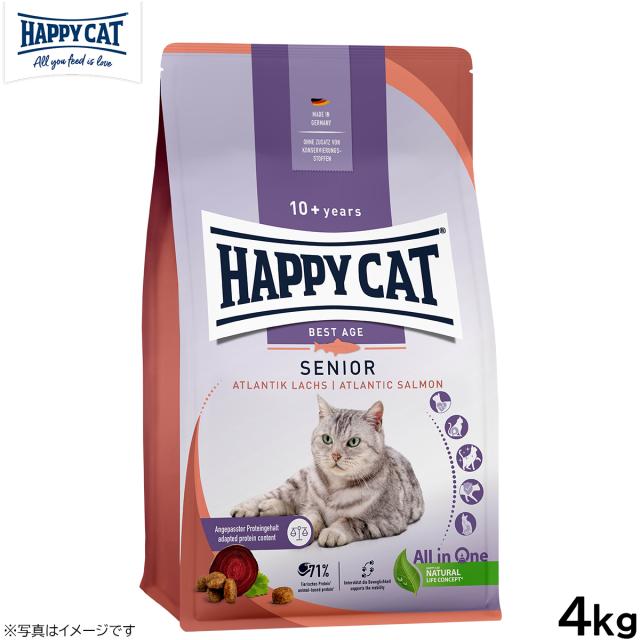 ハッピーキャット HAPPY CAT キャットフード シニア アトランティック サーモン 4kg【送料無料】