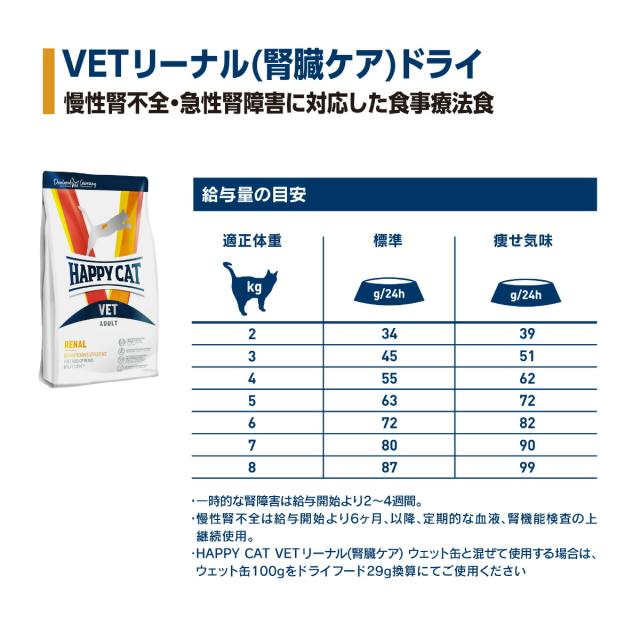 ハッピーキャット HAPPY CAT VET キャットフード 猫用療法食 リーナル（腎臓ケア） 4kg【送料無料】_3